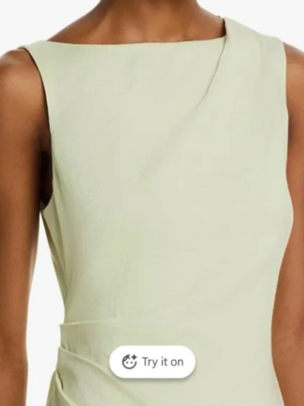 New Theory Linen Blend Draped Midi Dress Aloe - Picture 5 of 10